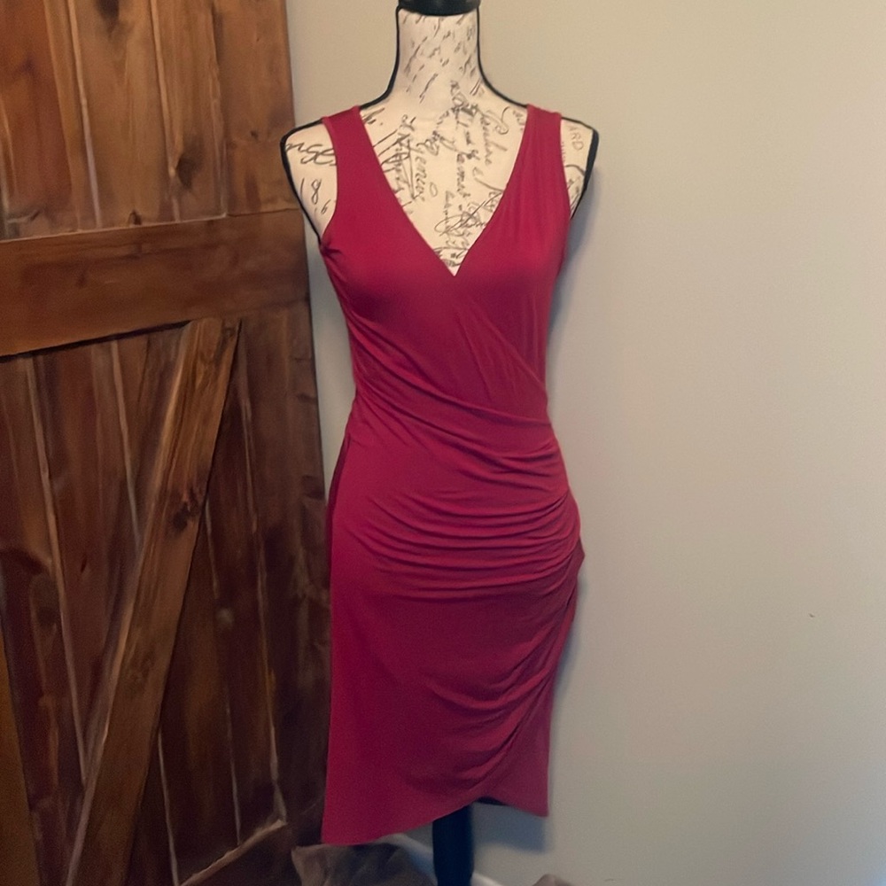 Red V-Neck Dress